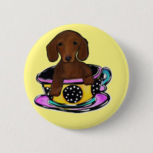 Rode Doxie Ronde Button 5,7 Cm