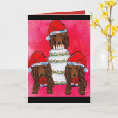 Rode Doxie Sinterklazen Kaart (Gele Bloem)