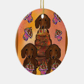 Rode Doxies Keramisch Ornament (Rechts)
