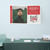 Rode dozen en foto-Afstuderen banner (Beurs)