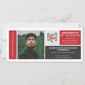 Rode dozen en fotobrede Afstuderen-uitnodiging (Voorkant)