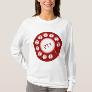 Rode draaischijf telefoonkiezer 911 noodnummer t-shirt
