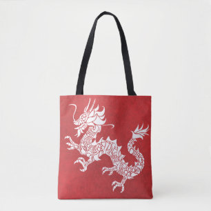rode draak-canvas tas