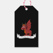 Rode draak-cartoon cadeaulabel (Achterkant)