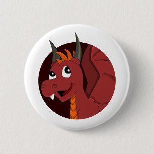 Rode draak-cartoon ronde button 5,7 cm