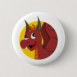 Rode draak-cartoon ronde button 5,7 cm