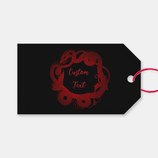 Rode Draak Gepersonaliseerd Cadeaulabel (Voorkant (Horizontaal))