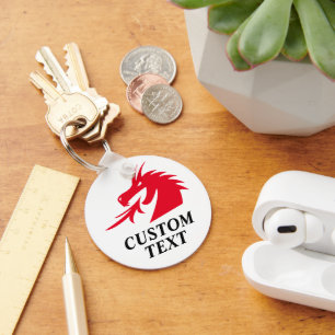 Rode draak hoofd spugen vlammen aangepaste sleutel sleutelhanger