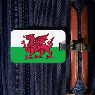 Rode Draak Keltische Vlag van Wales & Welsh Bagagelabel