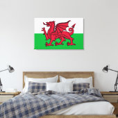 Rode Draak Keltische Vlag van Wales & Welsh Canvas Afdruk (Insitu (Slaapkamer))