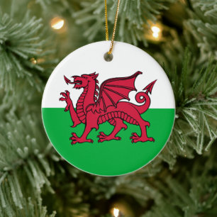 Rode Draak Keltische Vlag van Wales & Welsh Keramisch Ornament