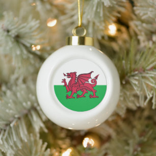Rode Draak Keltische Vlag van Wales & Welsh Keramische Bal Ornament