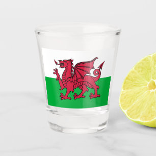 Rode Draak Keltische Vlag van Wales & Welsh Shot Glas