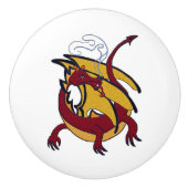 Rode draak keramische knop (Voorkant)