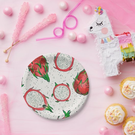 Rode draak op een witte achtergrond papieren bordje (Feest)