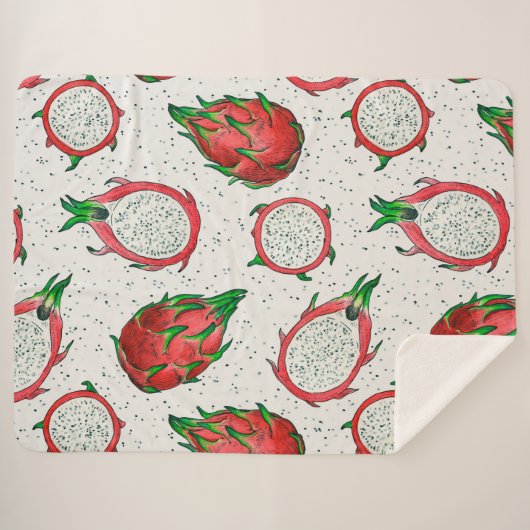 Rode draak op een witte achtergrond sherpa deken (Voorkant (horizontaal))