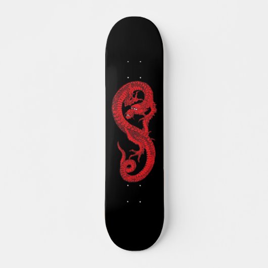 Rode draak op zwart skateboard (Voorkant)