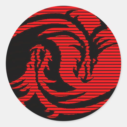 Rode draak ronde sticker (Voorkant)