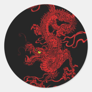 Rode Draak Ronde Sticker