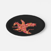 Rode draak versplinterde verf papieren bordje (Gekanteld)