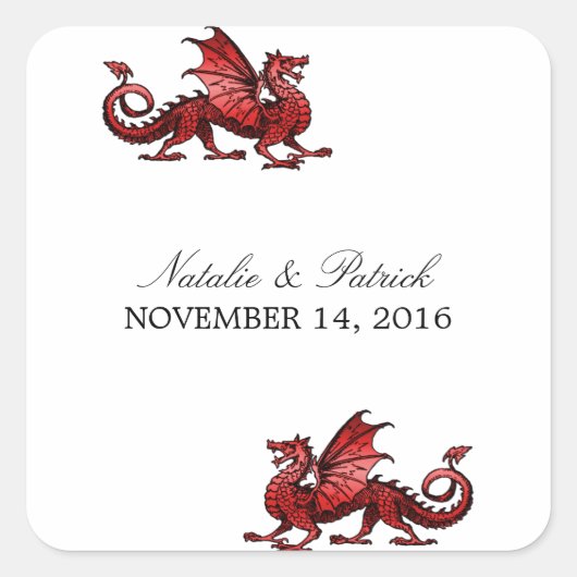 Rode dragon Wedding Stickers (Voorkant)