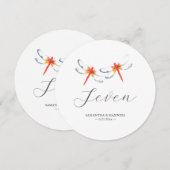 Rode Dragonfly Bruiloft Ronde Tafel Nummer Kaart (Voorkant / Achterkant)