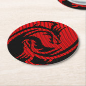 Rode drakengel ronde kartonnen onderzetter (Gebogen)