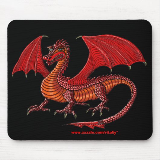 Rode drakenmousepad muismat (Voorkant)