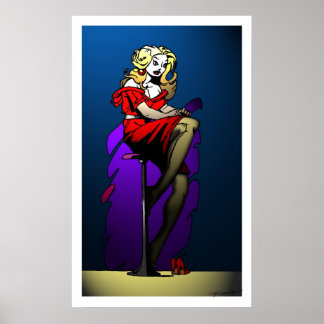 Rode dress in het licht poster