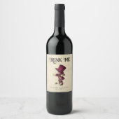  Rode Drink Me Dark Mad Hatter Wine Wijn Etiket (Voorkant)