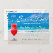 Rode Drink Ocean Beach Bewaar de datum Aankondigingskaart (Voorkant / Achterkant)