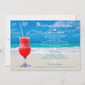 Rode Drink Ocean Beach Wedding Invitation Kaart (Achterkant)