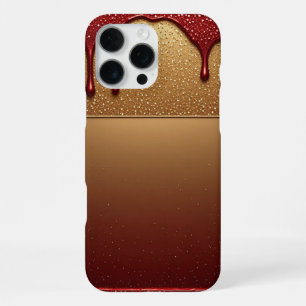 Rode druipende verf glinsterend gouden luxe kunst iPhone 16 pro max hoesje