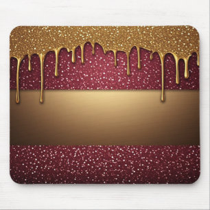 Rode druipende verf over gouden glitter achtergron muismat