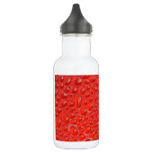 Rode druppels op glas waterfles (Links)