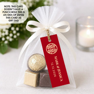 Rode Dubbel Geluk Huwelijkstag (1x3 inch) Contactkaartje