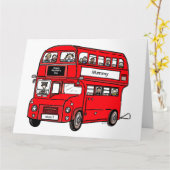 Rode dubbeldekker Londense bus Moederdag kaart (Gele Bloem)