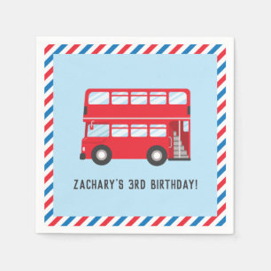 Rode dubbeldekker Londense bus verjaardagsfeest se Servet
