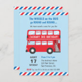 Rode Dubbeldeks Londen Bus Kinder Uitnodigingen vo (Voorkant / Achterkant)