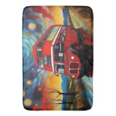 Rode dubbeldeksbus op een Sterrennacht, Badmat (Voorkant Verticaal)