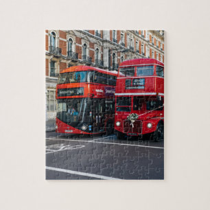 Rode dubbeldeksbussen legpuzzel
