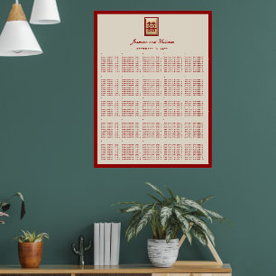 Rode Dubbele Geluk Chinees Huwelijk Zitplaats Graf Poster