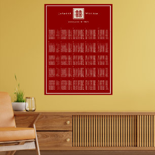 Rode Dubbele Geluk Chinees Huwelijk Zitplaatskaart Poster