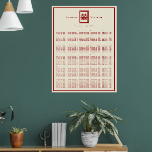 Rode Dubbele Geluk Chinese Trouwstoelindeling Poster