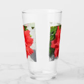 Rode Dubbele Hibiscus Bloem Glas (Links)