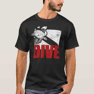 Rode Duik Vlag Schildpad Redding DIver Duiker T-shirt