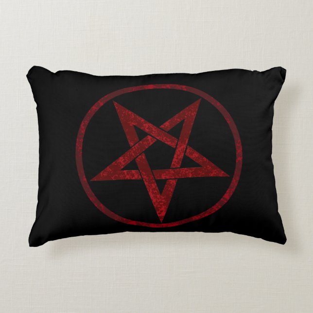 Rode Duivel Pentagram Accent Kussen (Voorkant)
