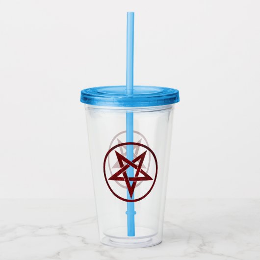 Rode Duivel Pentagram Acryl Drinkbeker (Voorkant)