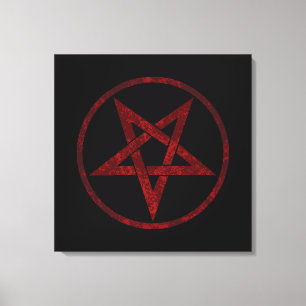 Rode Duivel Pentagram Canvas Afdruk