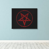 Rode Duivel Pentagram Canvas Afdruk (Insitu (Houten vloer))